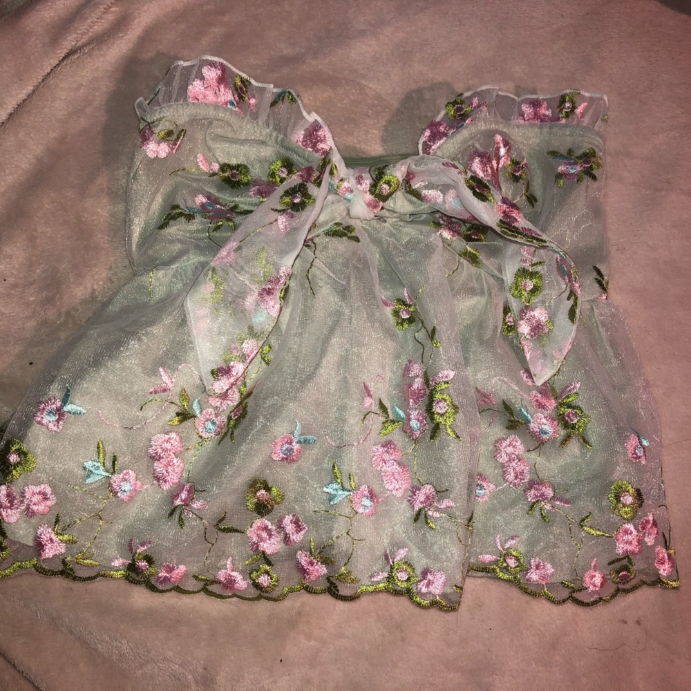 Floral Embroidered Sheer Shirt